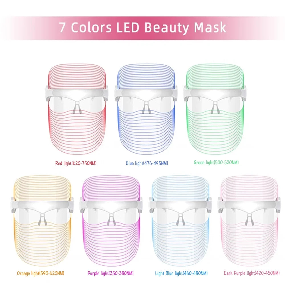 7 Color LED Face Mask Light Therapy: Red Light Therapy Mask for Face with Red Light Therapy, Ideal for At-Home Skincare, Facial Treatment & Mask Enhancement