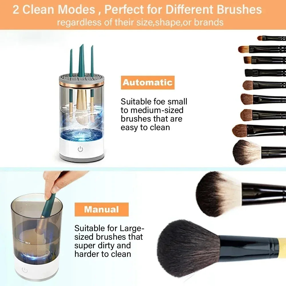 3 in 1 Portable Automatic Electric Makeup Brush Cleaner for Women Eye Shadow Brush Holder Stand Tool and Dryer Beauty Makeup