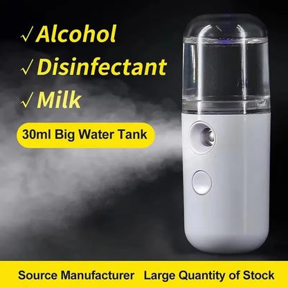 USB Facial Mist Sprayer Humidifier Rechargeable Vaporizer Facial Steamer Moisturizing Beauty Instrument Facial Skin Care Tool