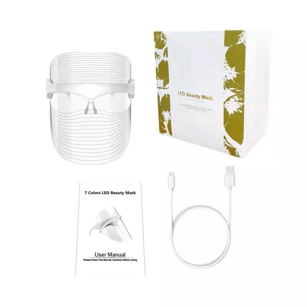 7 Color LED Face Mask Light Therapy: Red Light Therapy Mask for Face with Red Light Therapy, Ideal for At-Home Skincare, Facial Treatment & Mask Enhancement