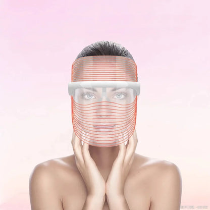 7 Color LED Face Mask Light Therapy: Red Light Therapy Mask for Face with Red Light Therapy, Ideal for At-Home Skincare, Facial Treatment & Mask Enhancement