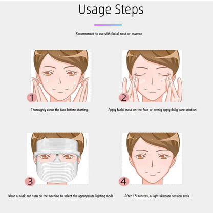 7 Color LED Face Mask Light Therapy: Red Light Therapy Mask for Face with Red Light Therapy, Ideal for At-Home Skincare, Facial Treatment & Mask Enhancement