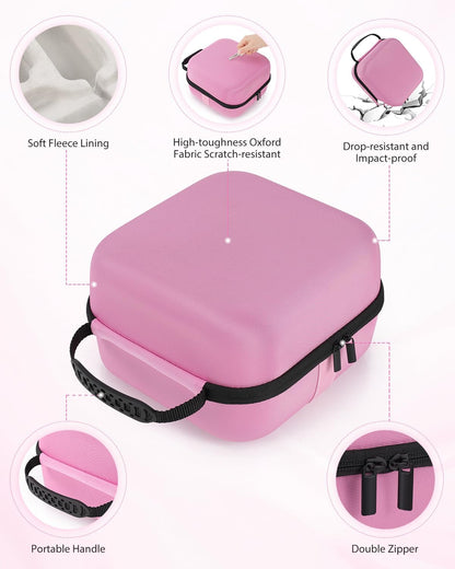 Face Mask Case Compatible with Shark Cryoglow LED Face Mask, Hard Shell Protective & Shock-Absorbing Fleece Lining EVA with Handle for Secure Storage, Travel Carrying (Pink)